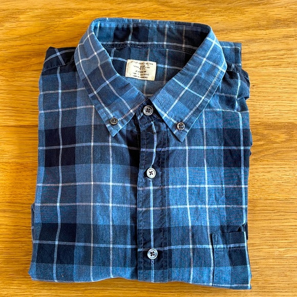 J. Crew Other - JCrew Mens Blue and White Plaid Shirt Size Large